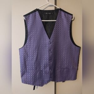 Umo Lorenzo Formal Wear (RN 105433) Purple/Black Soft-Button Vest - Size XL